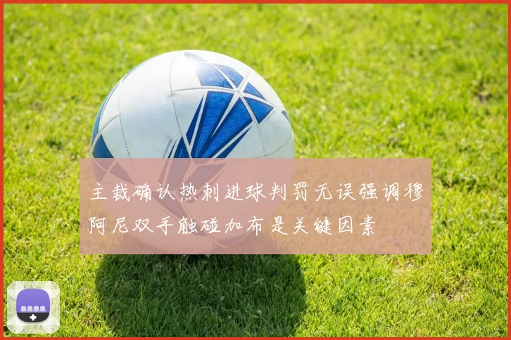主裁确认热刺进球判罚无误强调穆阿尼双手触碰加布是关键因素